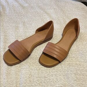 Madewell Tan Leather Open-Toe D'Orsay Flats sandals Size 11